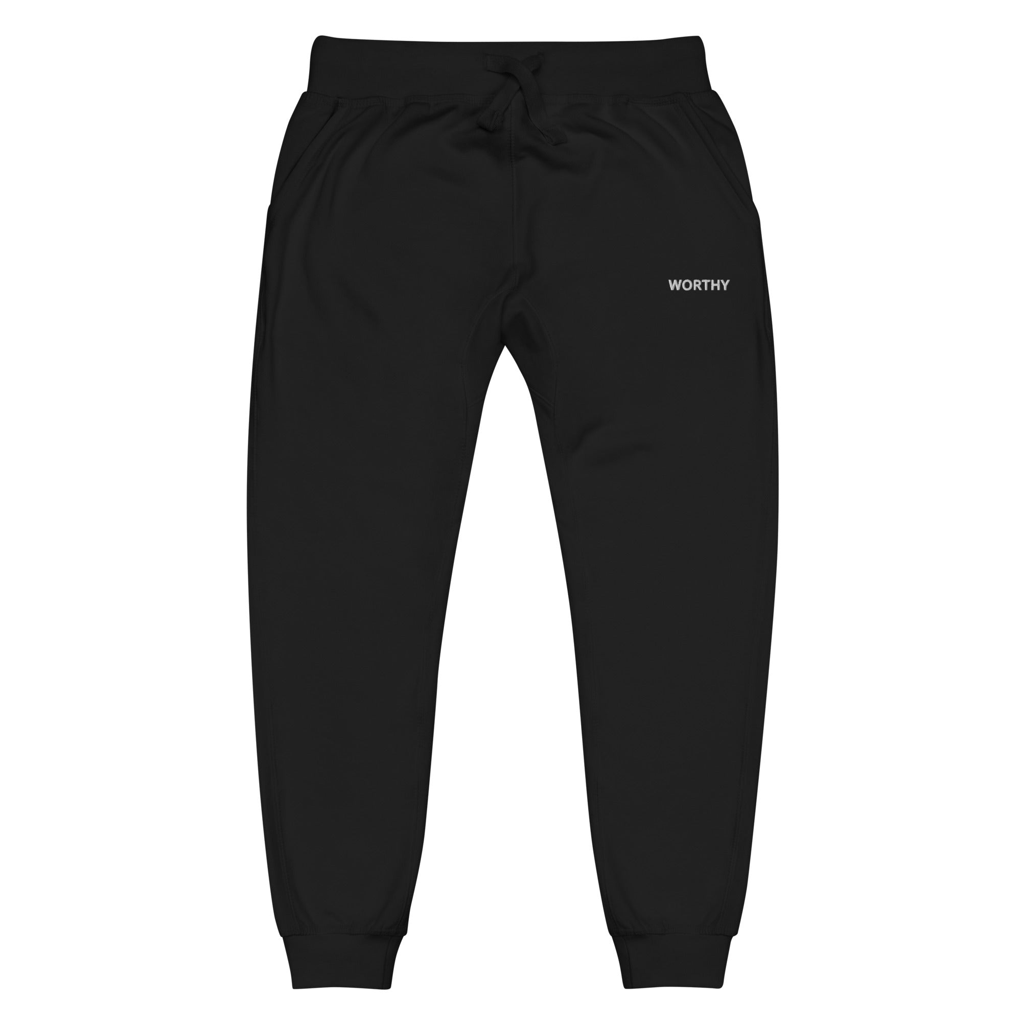 Worthy Fleece Sweatpants – Affirmation Loungewear – Black – Front view