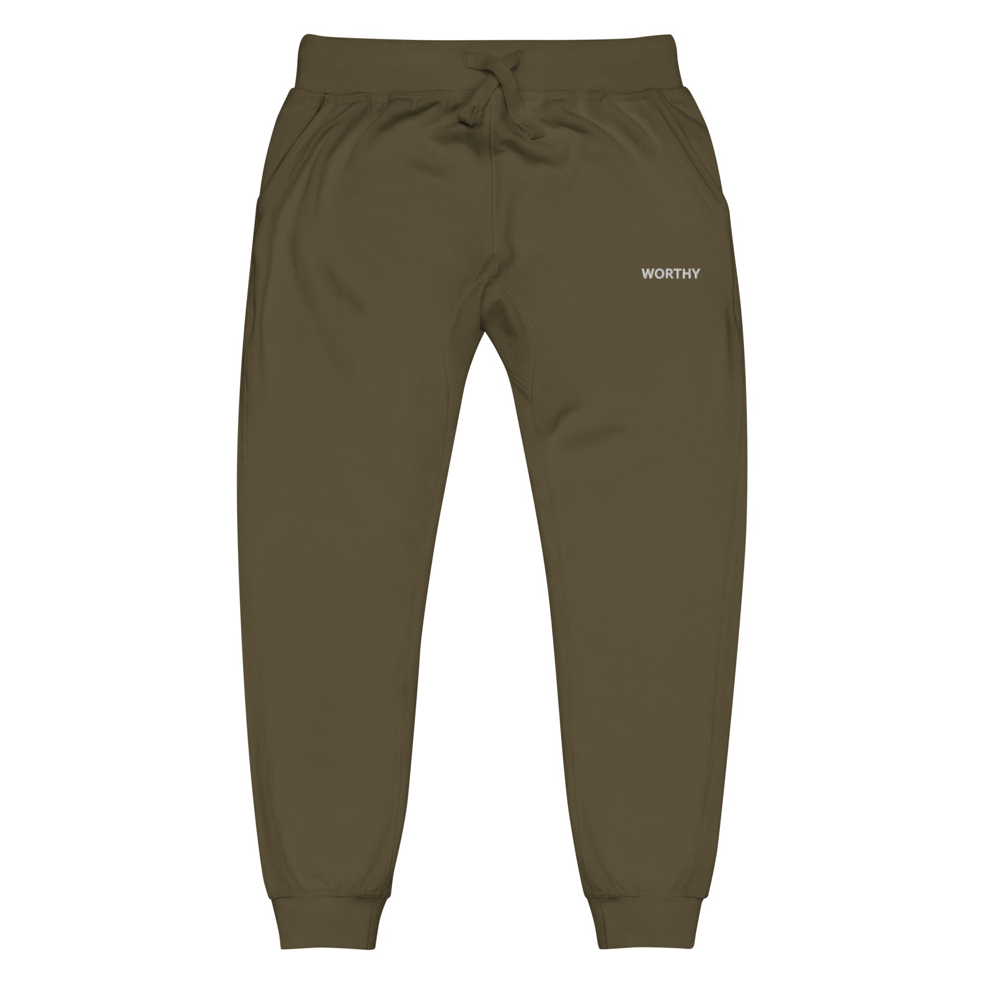 Worthy Fleece Sweatpants – Affirmation Loungewear – Military Green – Front view