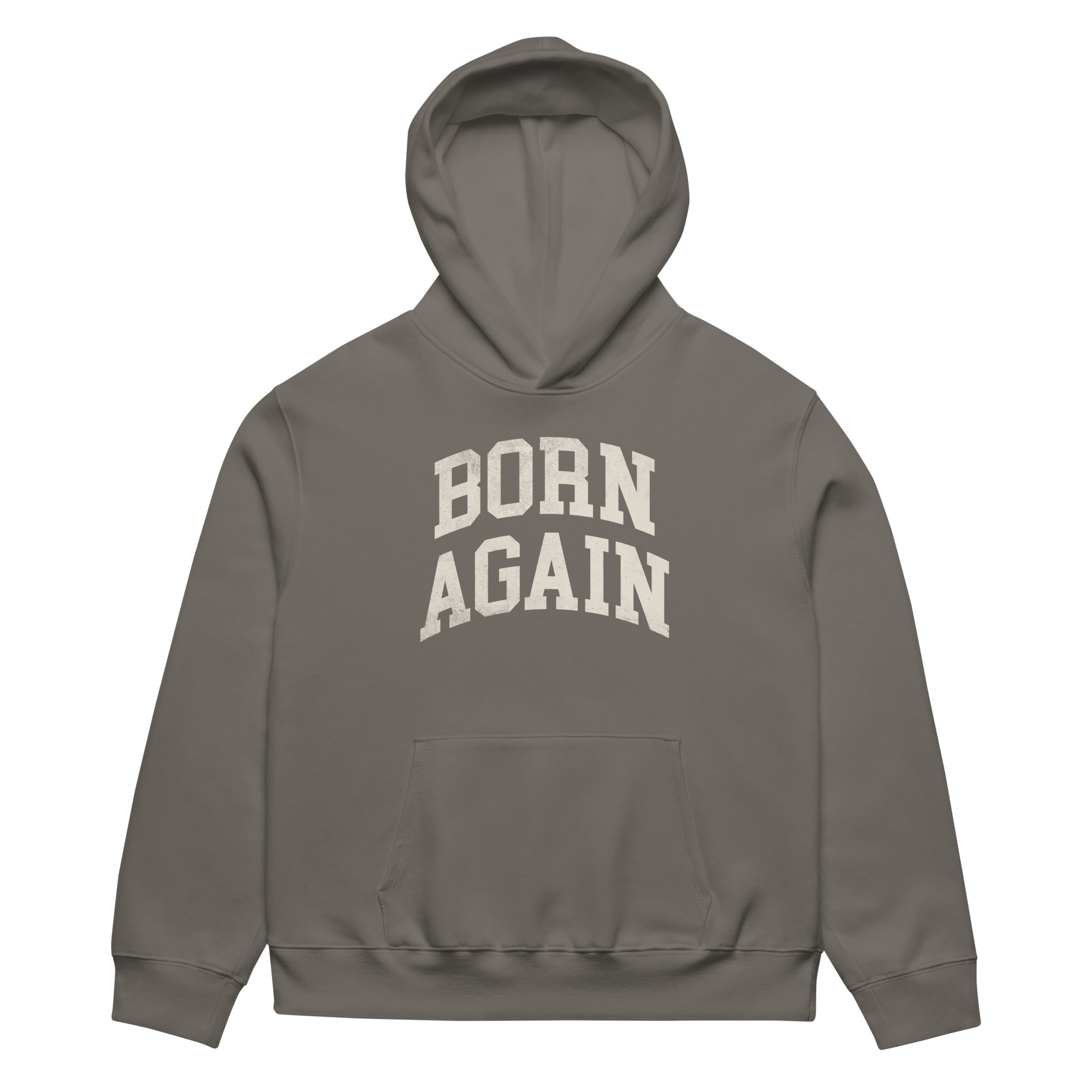 Born Again Oversized Hoodie – Faith-Inspired Comfort – Asphalt – Front view