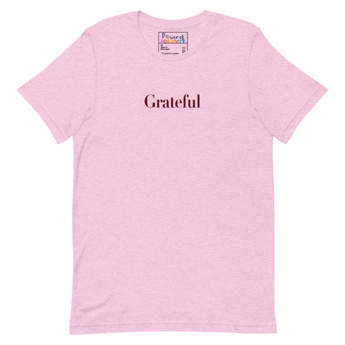 Grateful T-Shirt - Daily Reminder for Mindful Living & Positive Mindset – Heather Prism Lilac – Front view