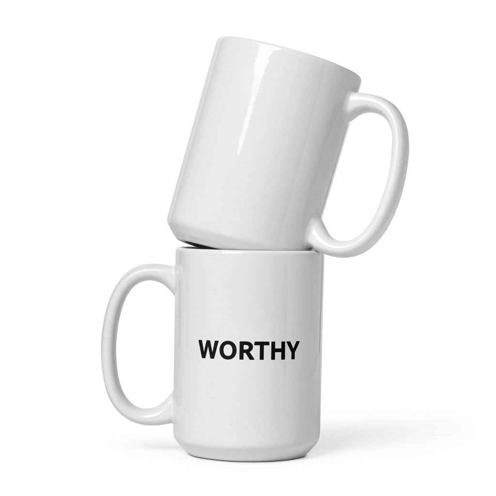 Worthy Mug – Daily Affirmation Coffee Cup – Front view