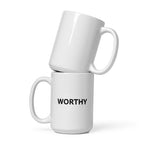 Worthy Mug – Daily Affirmation Coffee Cup – Front view